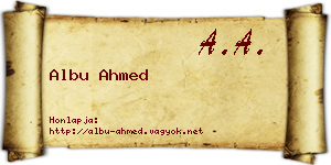 Albu Ahmed névjegykártya